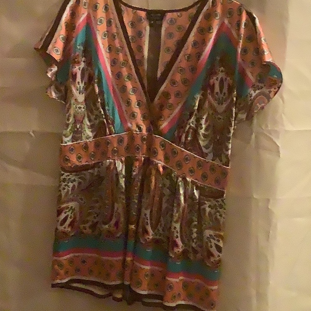 Nicole Pink and Orange Blouse Vibrant Top